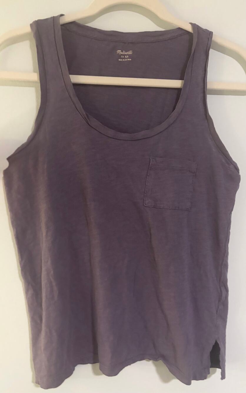Madewell Purple Slub Pocket Tank Top Size XS Scoop Neck Whisper Cotton Tank